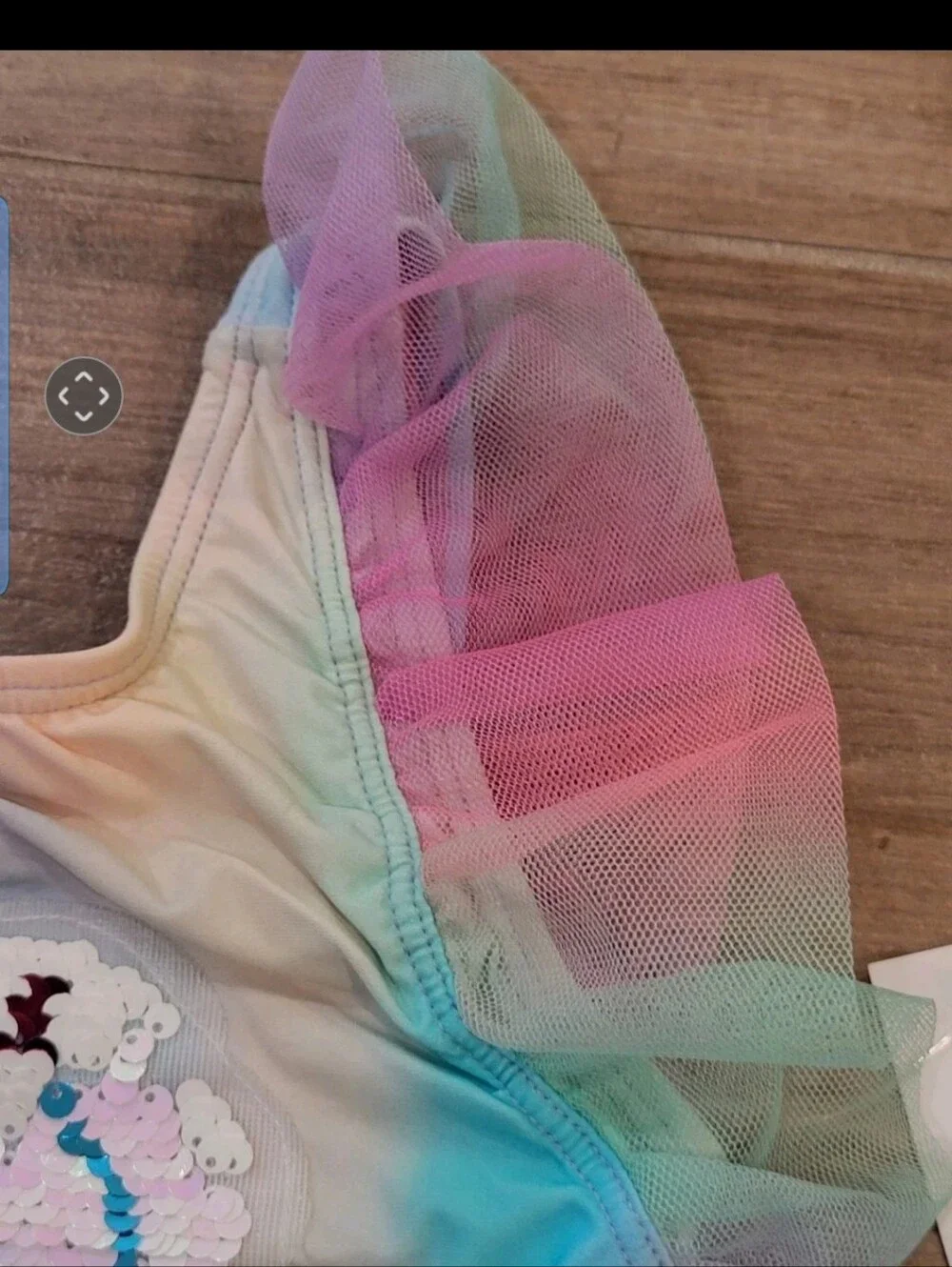 Beach Lingo Girls Sequin Ice Cream Rainbow Frill One-Piece Swimsuit SZ 3T NEW